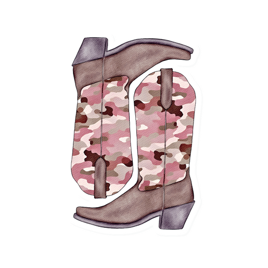 Pink Camo Boots | Vinyl Sticker