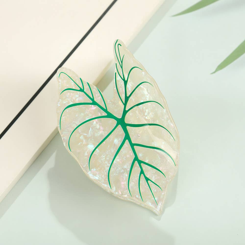Tropical Leaf-Shape Botanical Acetate Hair Claw Clip