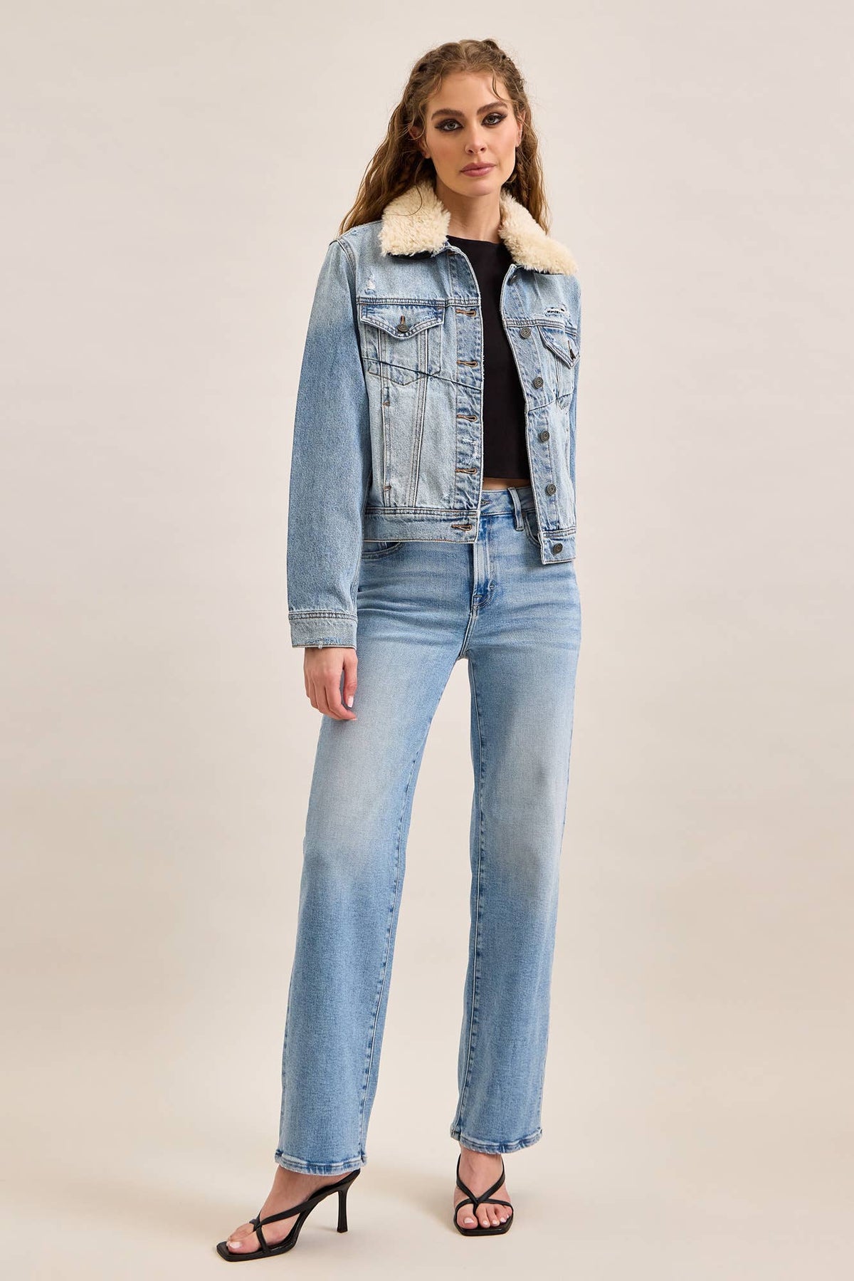 BASIC JACKET WITH FUR COLLAR