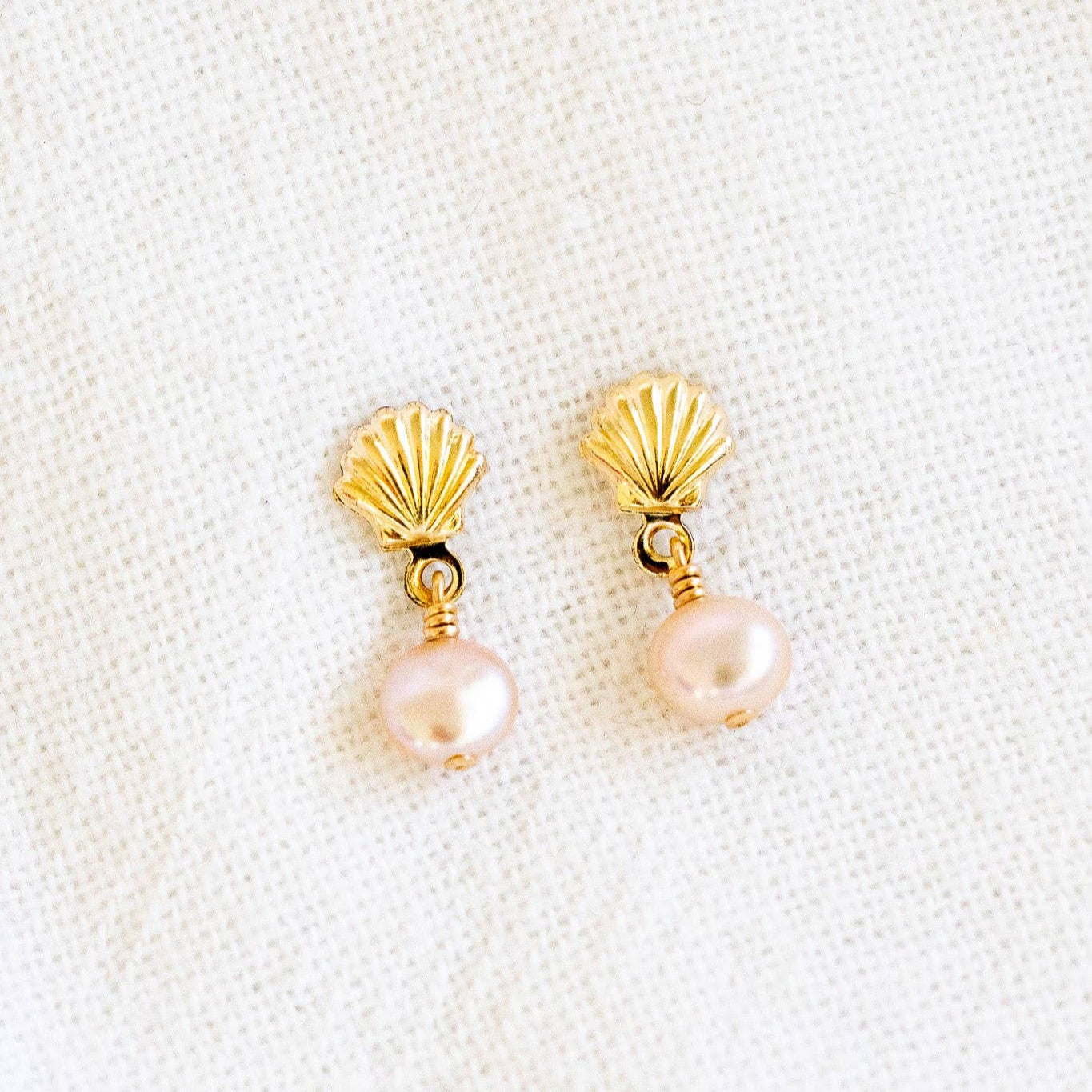 Flat Pink Pearl Shell Studs
