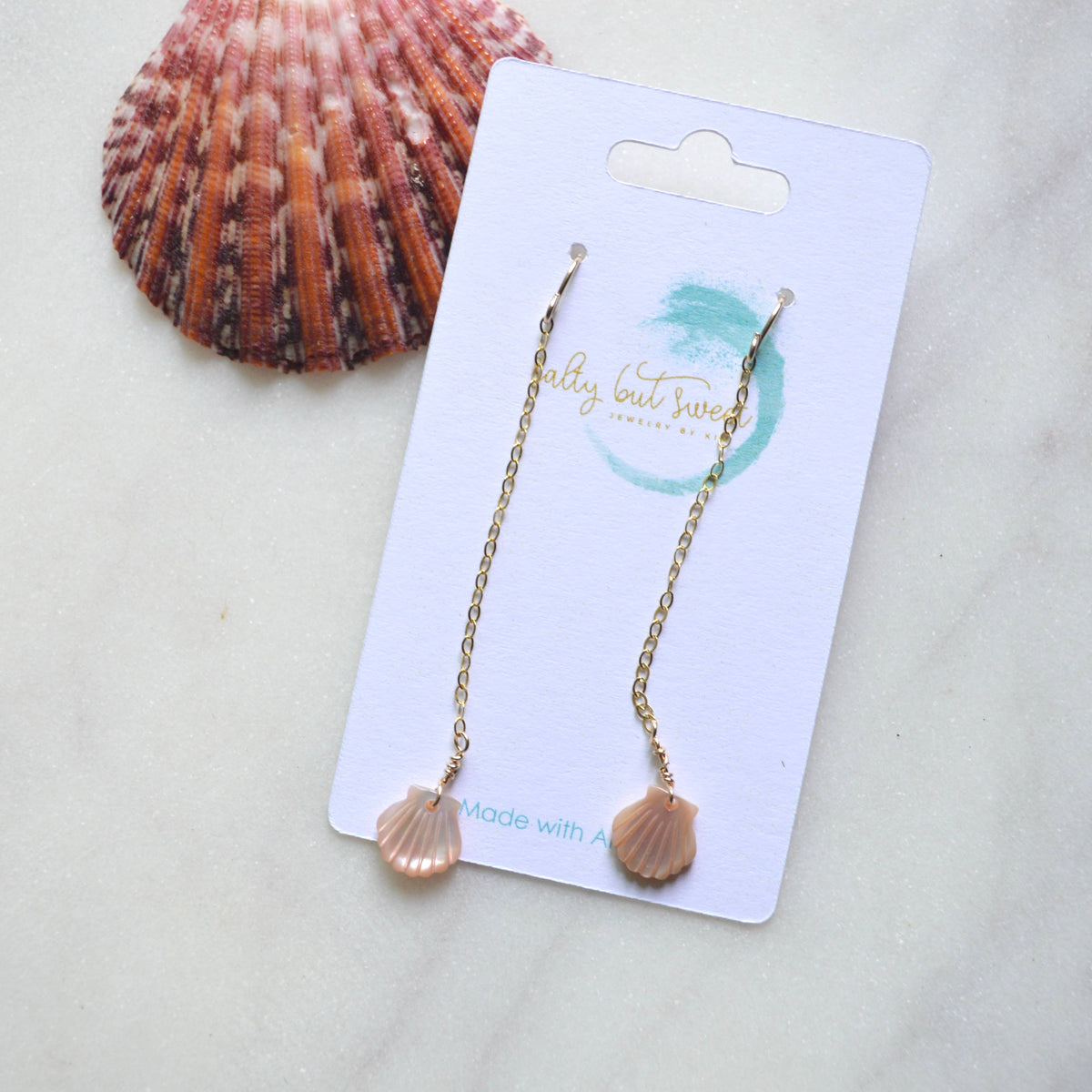 Pink Scallop Shell Earrings