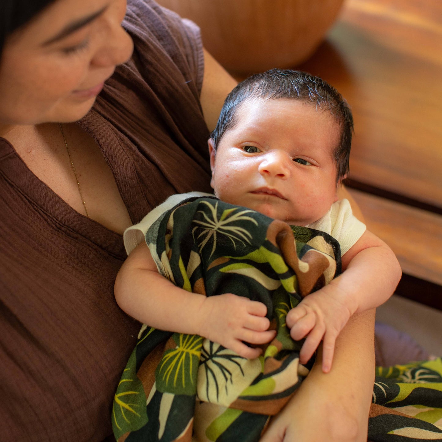 Green Camo Kalo Kapa Moe - Hawaiian Bamboo Swaddle