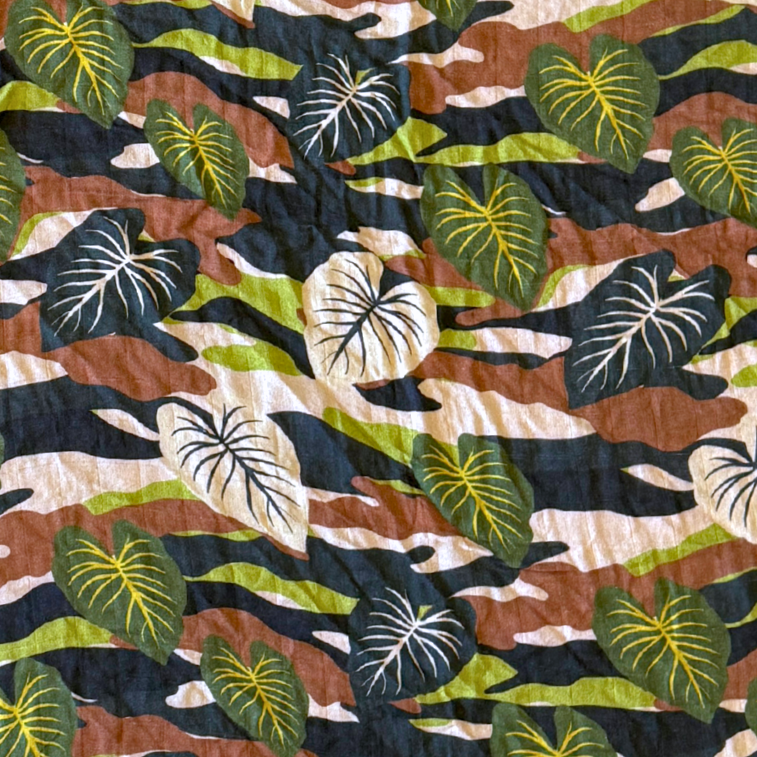 Green Camo Kalo Kapa Moe - Hawaiian Bamboo Swaddle
