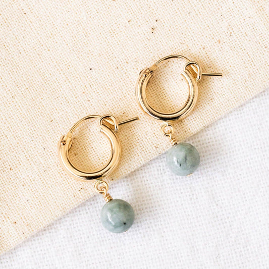 Dark Jade Huggie Hoops