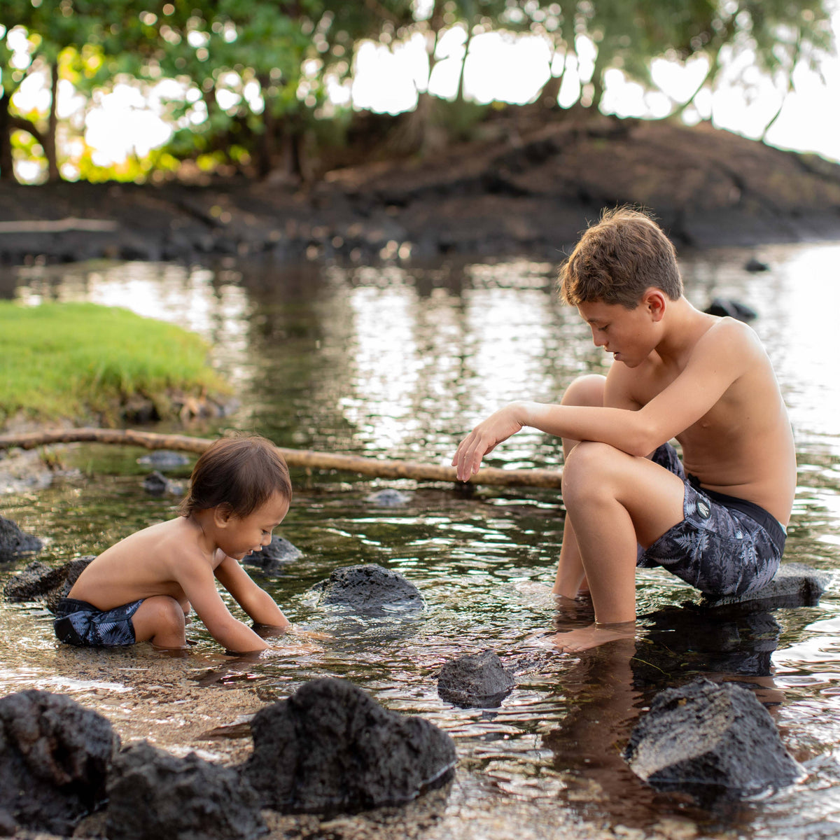 Black Hawaiian Ferns Boardshorts