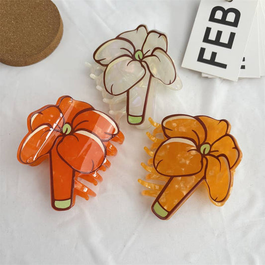 Amaryllis Floral Acetate Hair Claw Clip