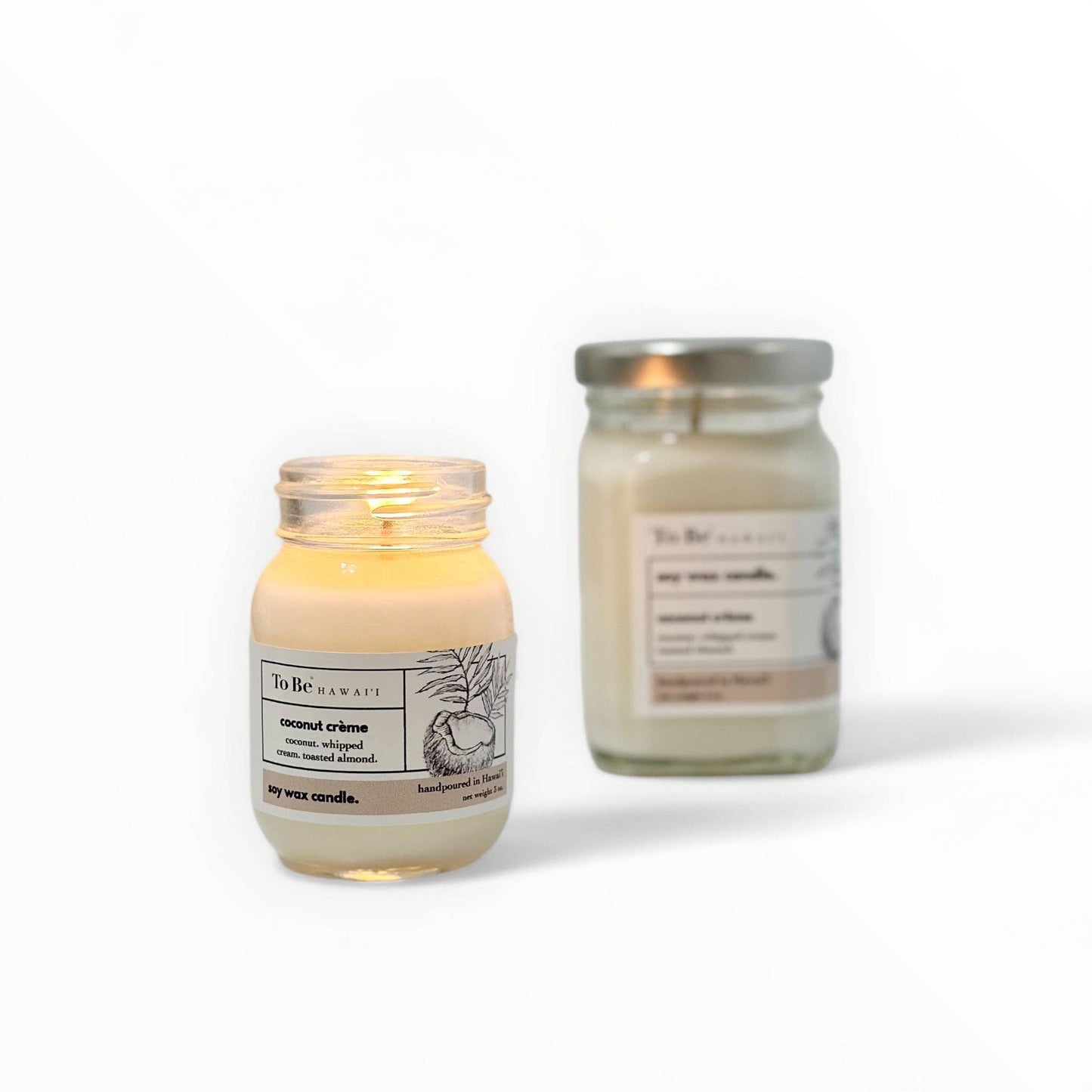 Coconut crème soy wax candle.