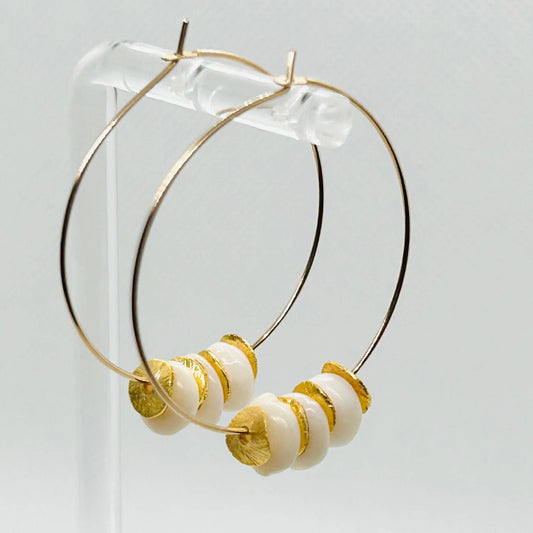 Puka Shell Hoop Gold Earring