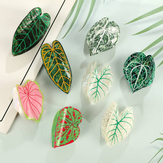 Tropical Leaf-Shape Botanical Acetate Hair Claw Clip