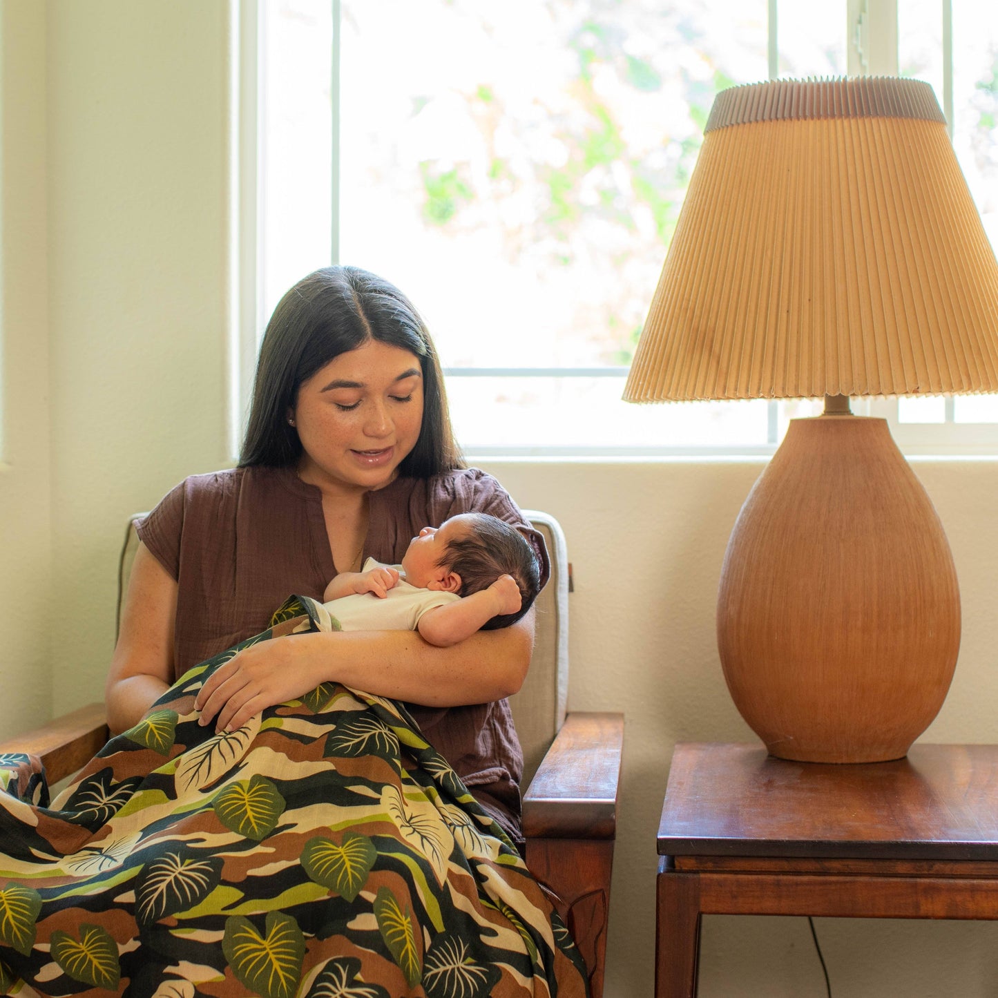 Green Camo Kalo Kapa Moe - Hawaiian Bamboo Swaddle