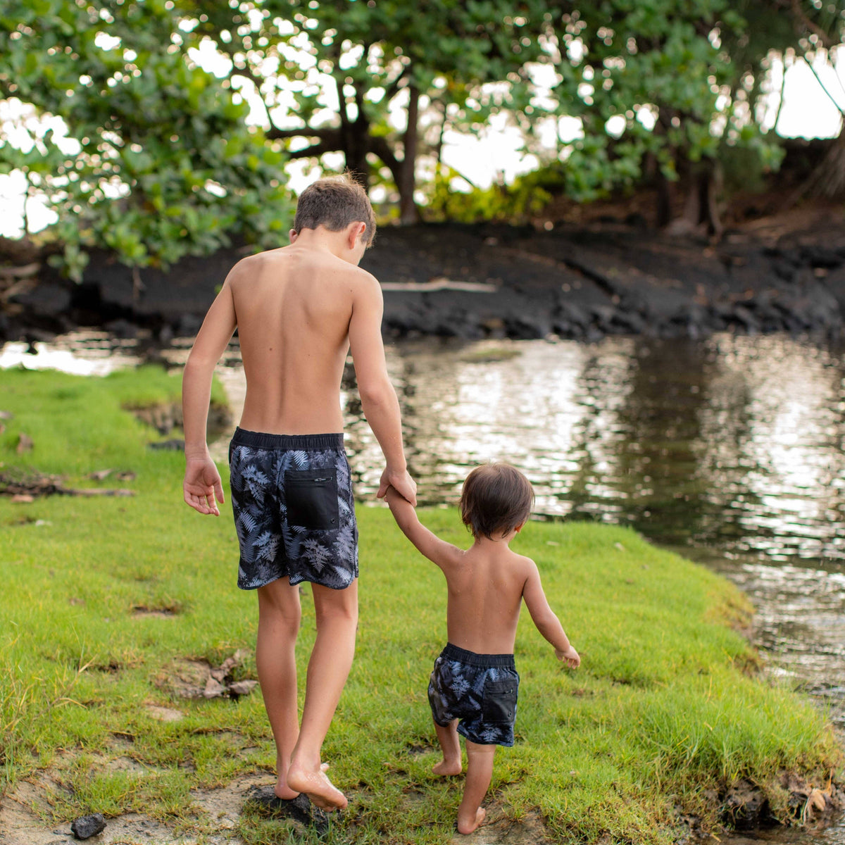 Black Hawaiian Ferns Boardshorts