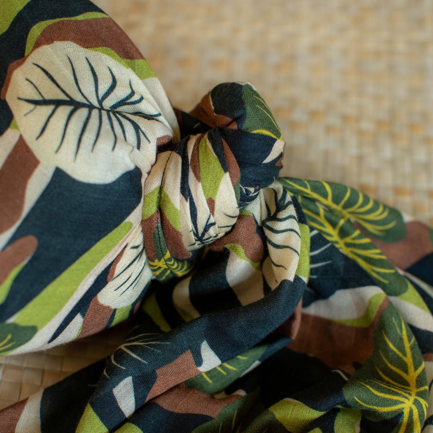 Green Camo Kalo Kapa Moe - Hawaiian Bamboo Swaddle