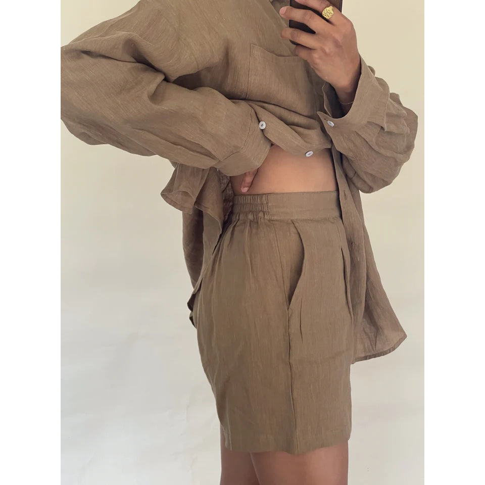 Timeless Pleated Shorts - Cacao