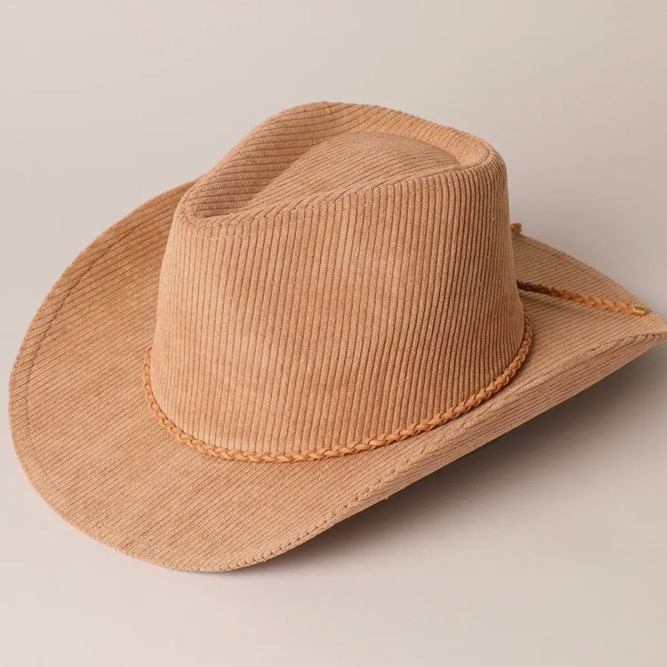 Western Corduroy Braided Band Cowboy Hat