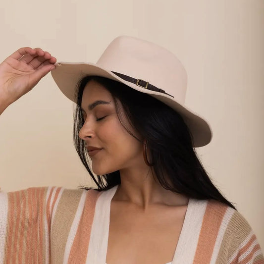 Pinched Front Western Hat - Nude