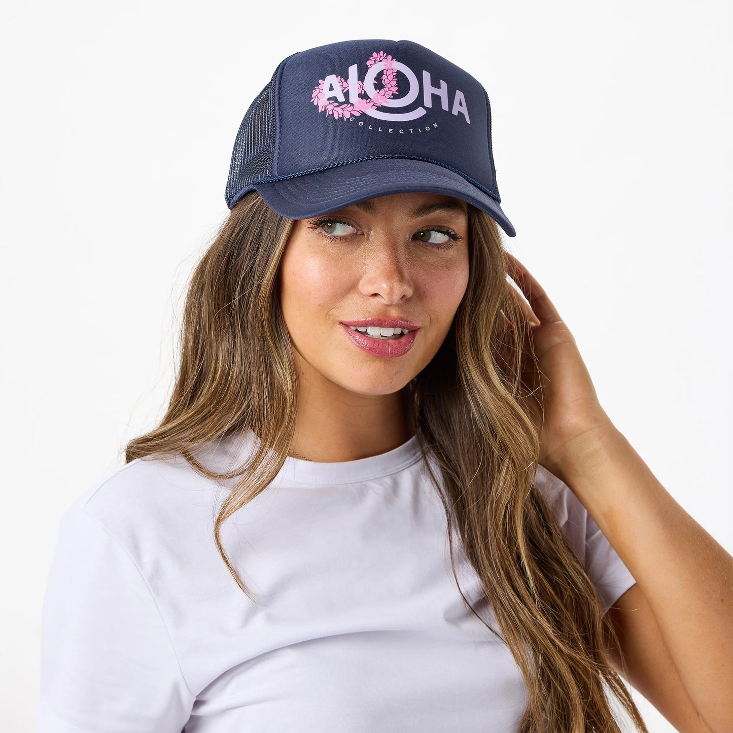 Lei Aloha Trucker - Lilac on Navy