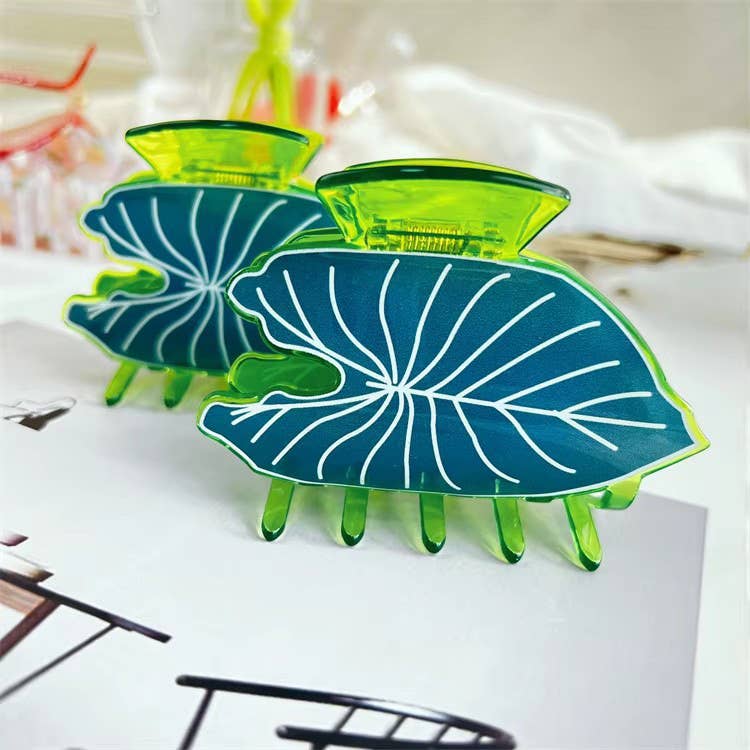 Tropical Monstera Leaf Hair Claw, Summer Botanical Hair Clip