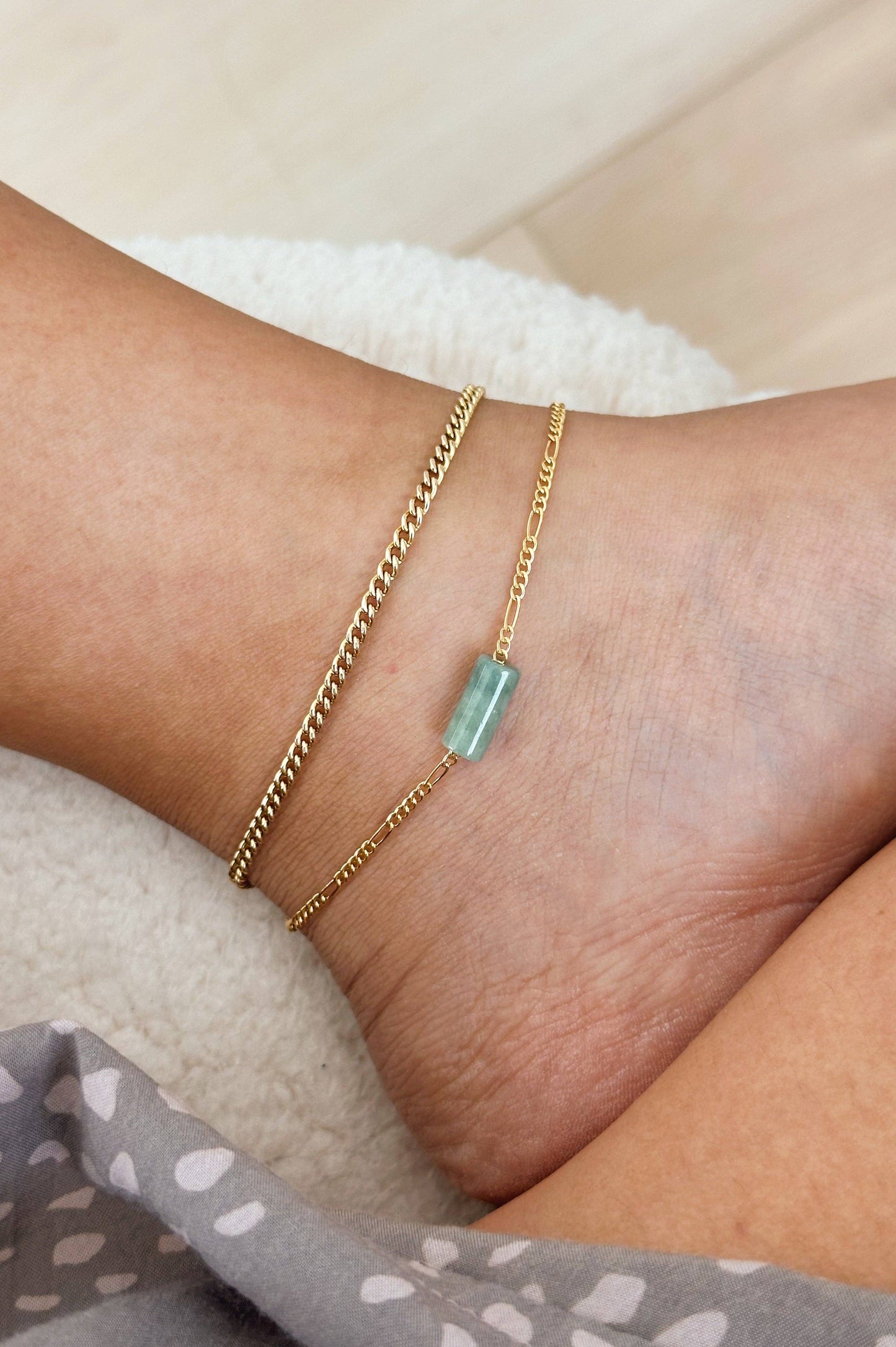 Cylinder Jade Anklet
