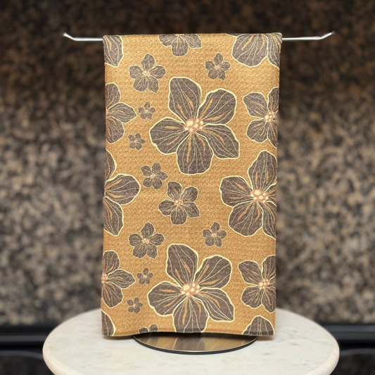 Retro Hibiscus mocha Microfiber Towel | Collab x Reiko