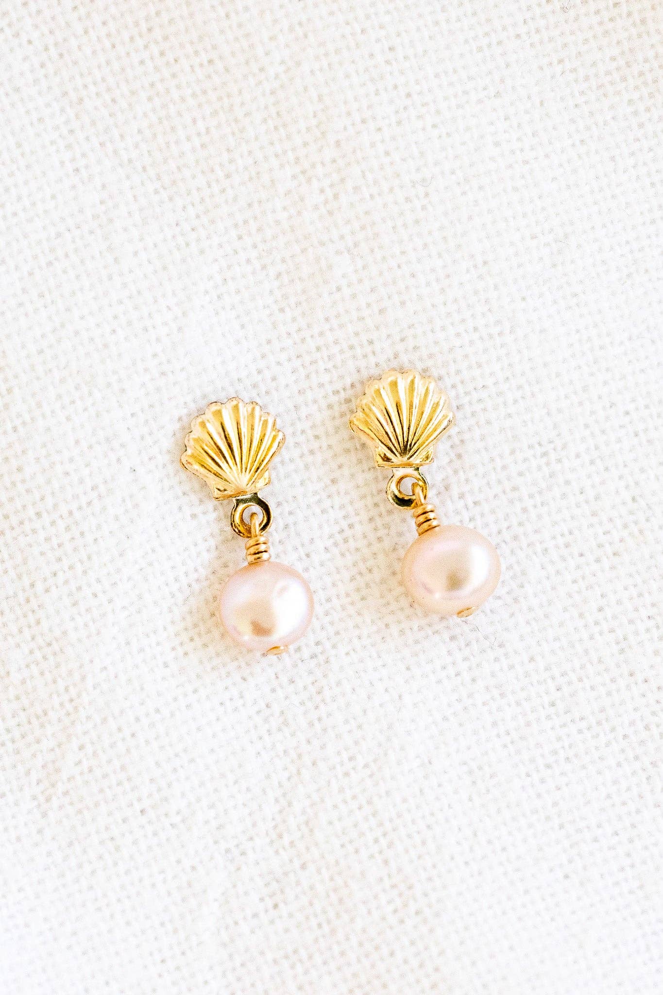 Flat Pink Pearl Shell Studs
