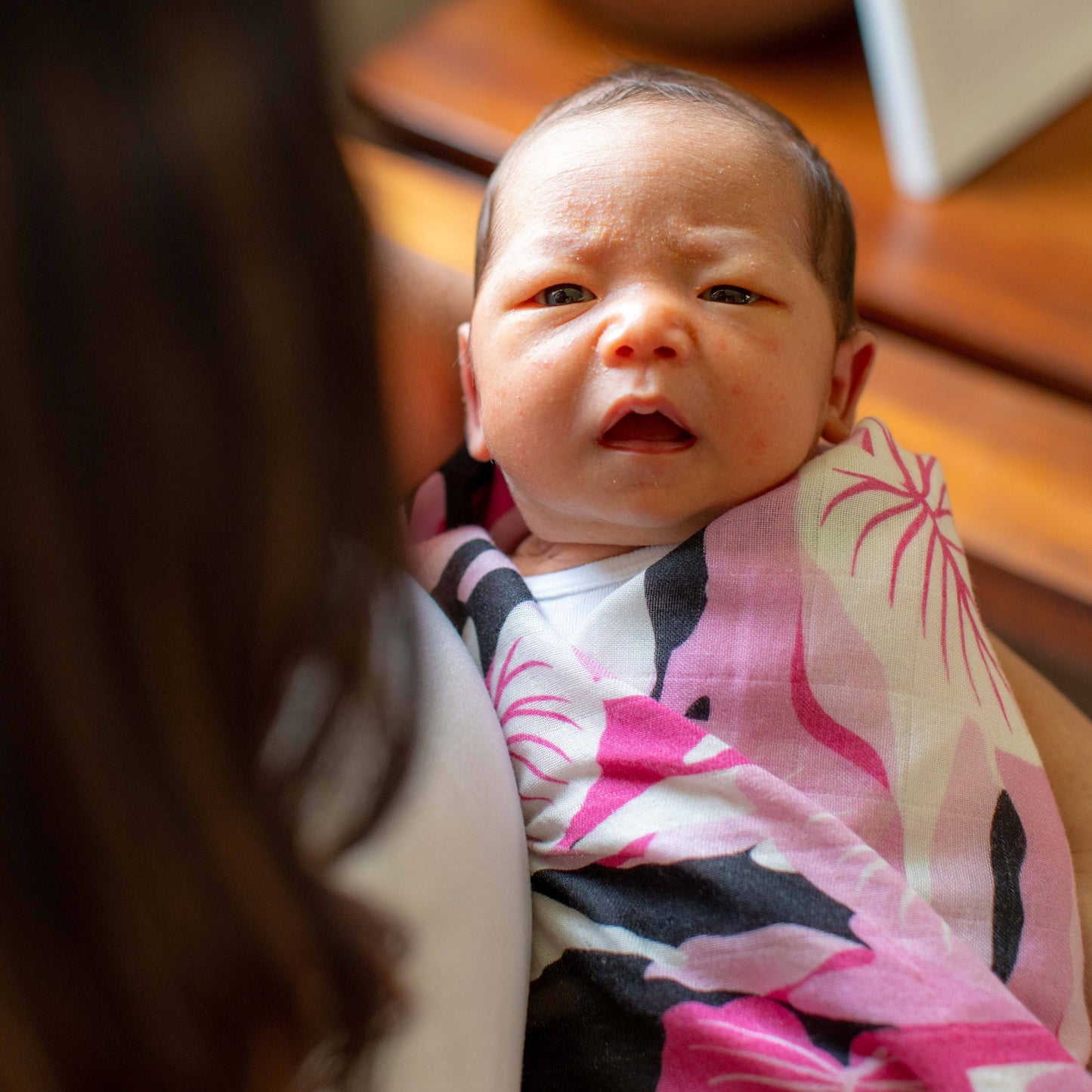 Pink Camo Kalo Kapa Moe - Hawaiian Bamboo Swaddle