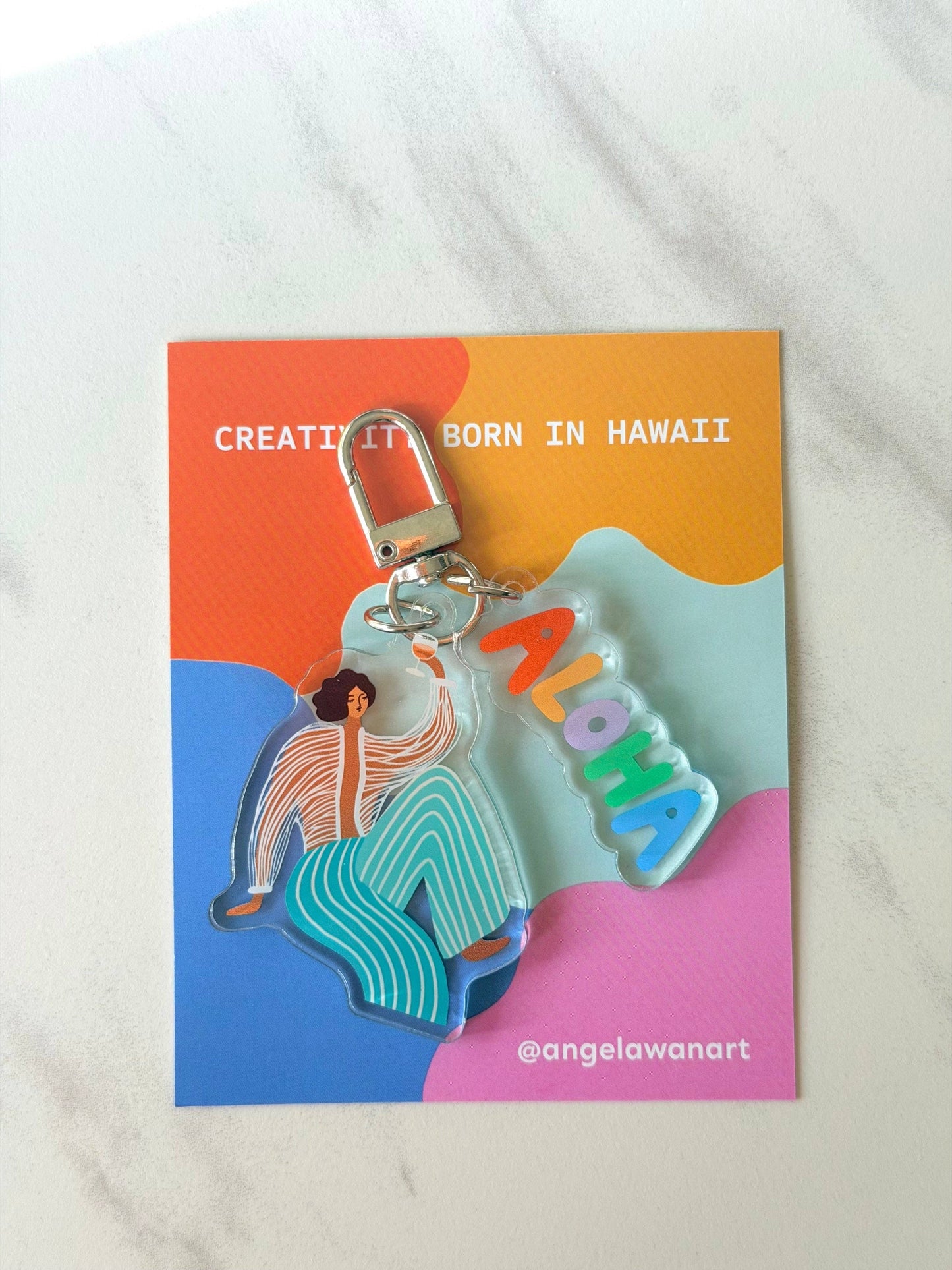 “Cheers to Chill” Keychain – Hawaii-Inspired Art by Angela Wan