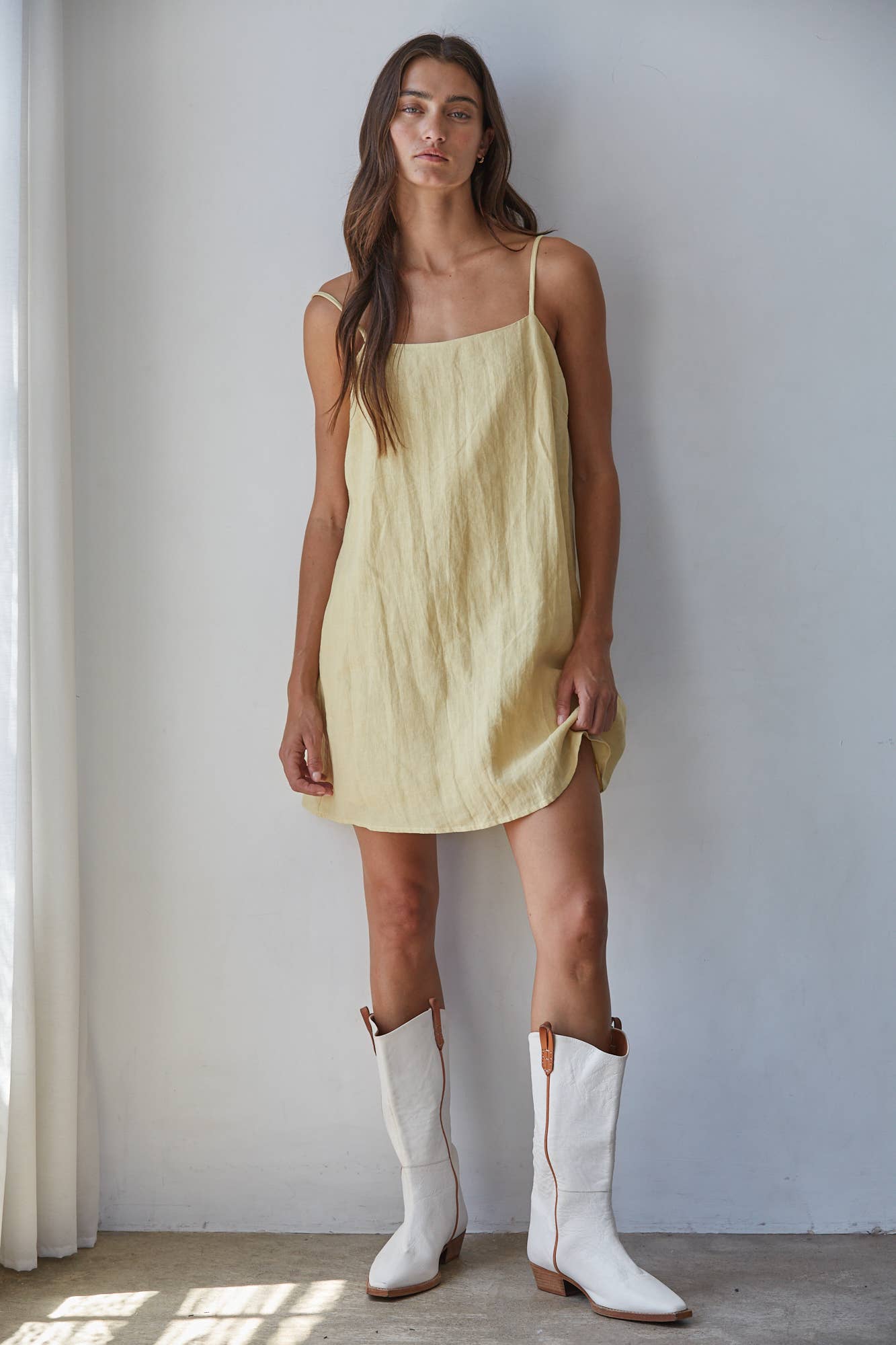Woven Linen Mini Dress
