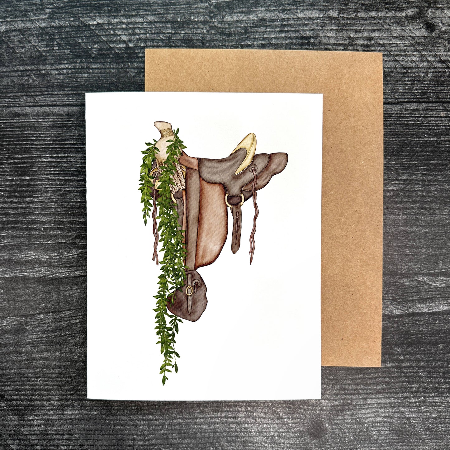 Maile Hawaiian Tree Saddle | Greeting Card