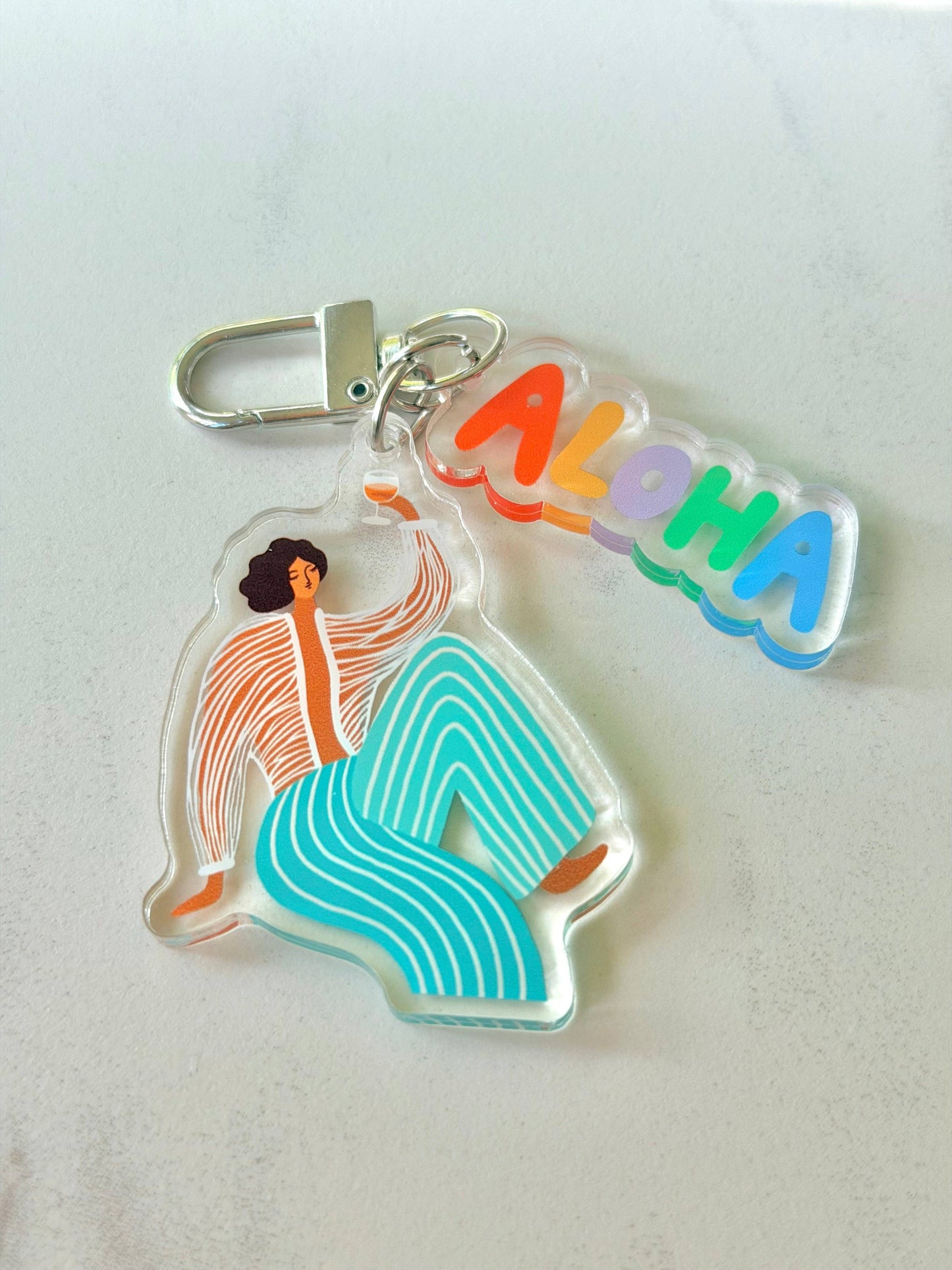 “Cheers to Chill” Keychain – Hawaii-Inspired Art by Angela Wan