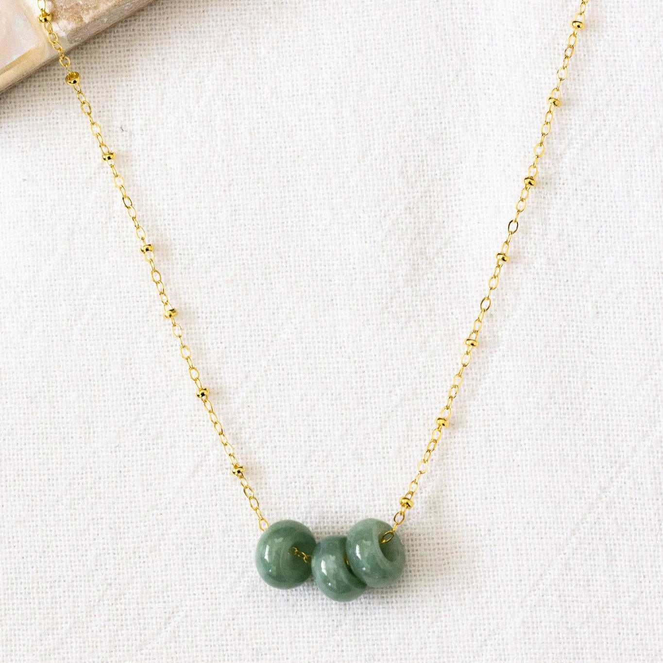 Triple Donut Jade Beam Necklace