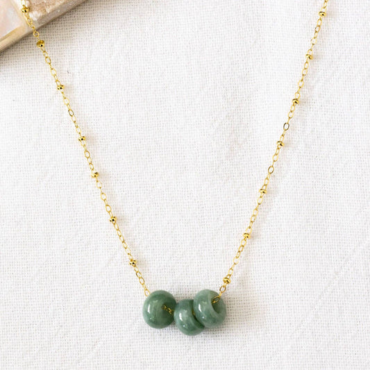 Triple Donut Jade Beam Necklace