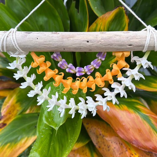 Wall Decor Purple Crown Puakenikeni Pikake Clay Flower Lei
