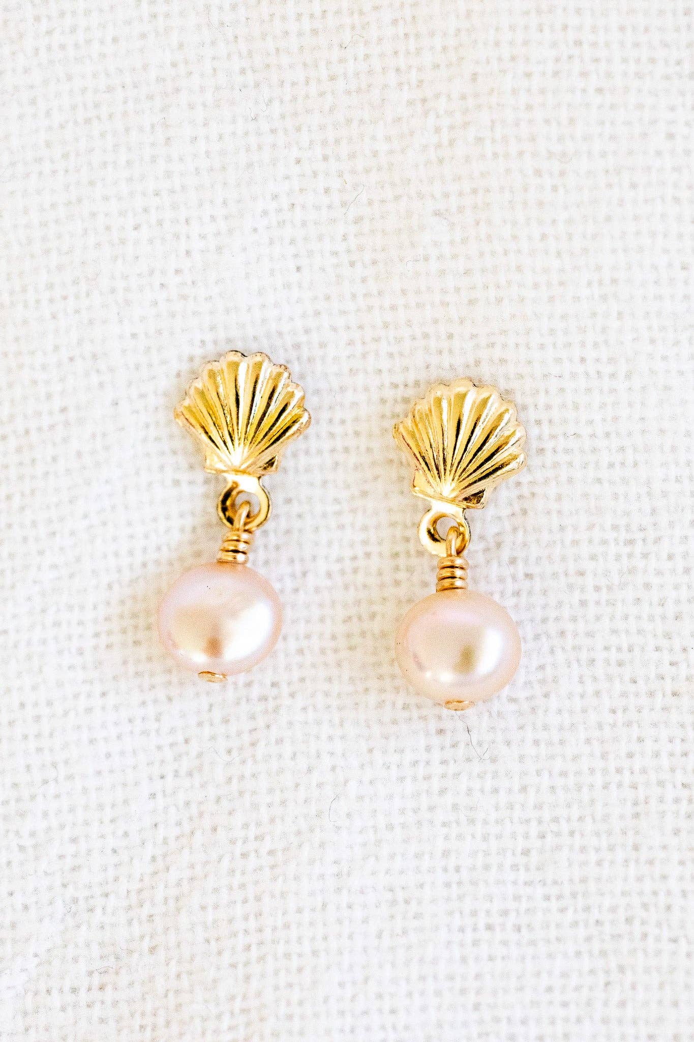 Flat Pink Pearl Shell Studs