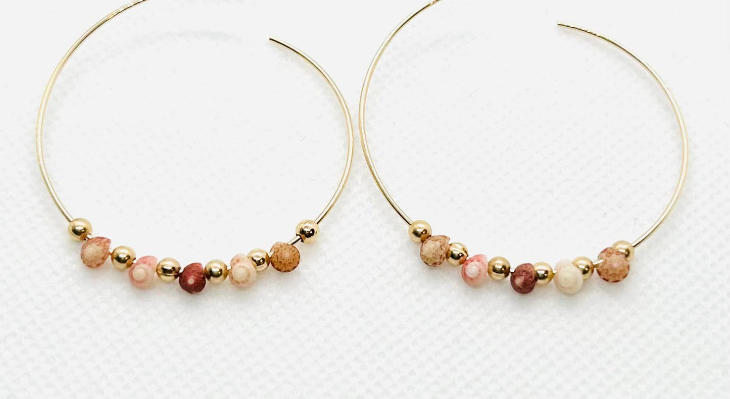 Kahelelani Shell Gold Hoop Earrings