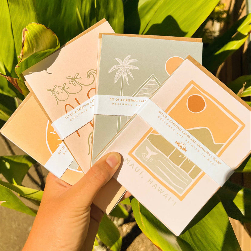 Sarcreate 4-Pack Maui Greeting Cards